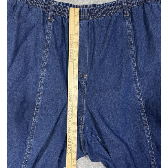 Roamans Elastic Waist Pull On Jeans Womens Size 28W Petite Blue Denim Pockets - Picture 6 of 8